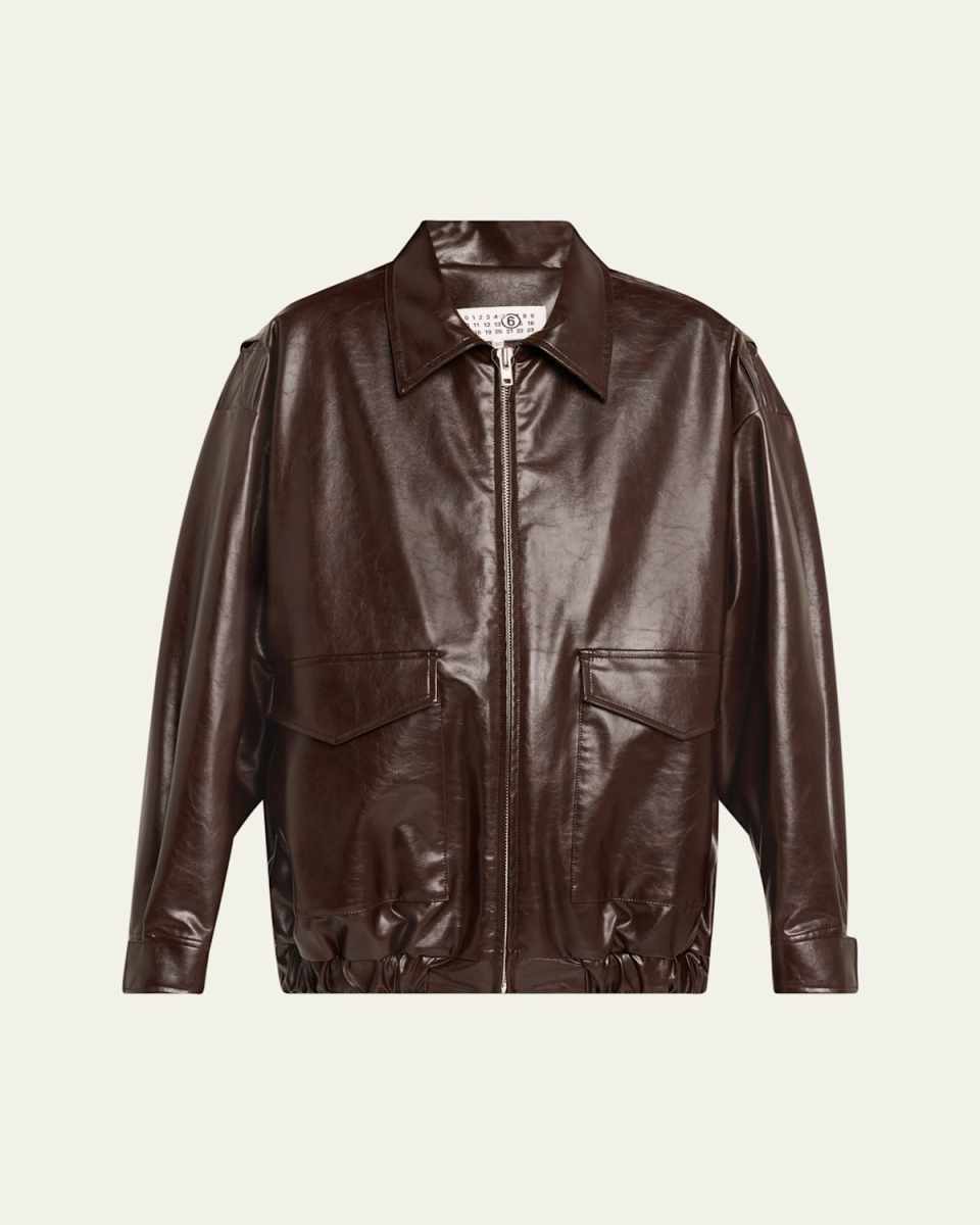 Oversized Vegan Leather Sports Jacket